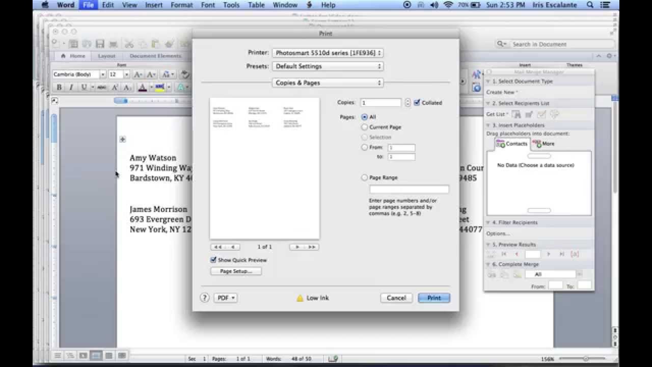 how to create a mail merge document in word 2016 for mac